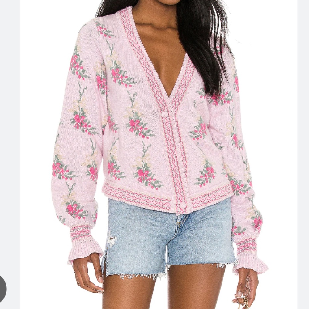 LoveShackFancy Boscom Pink Sweater